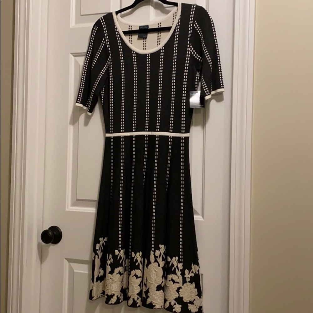 NWT Grey and ivory A-line sweater dress